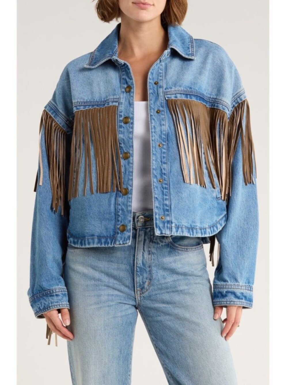 BLANKNYC Western Fringe Denim Jacket women's size XS